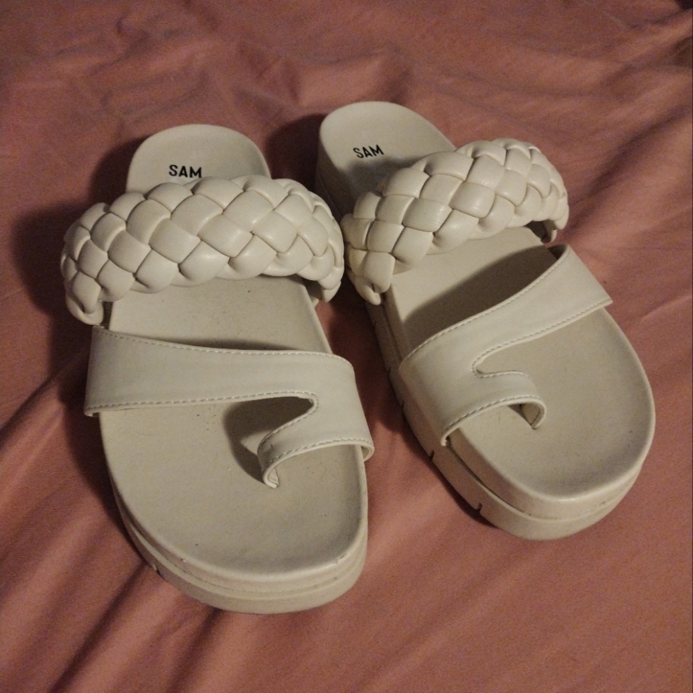 Cream colored platform sandals